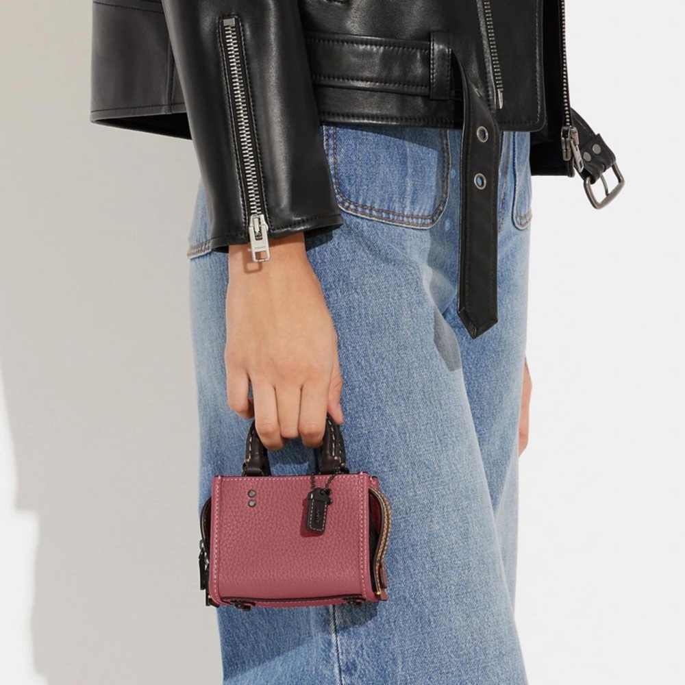 COACH 1941 ROGUE 12 COLOR-BLOCK REGENERATIVE LEATHER Tea Rose
